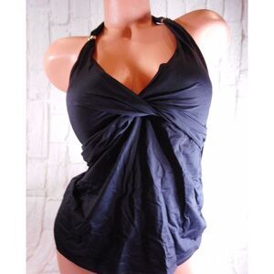 NEW LAUREN RALPH LAUREN Laguna Solids Halter Twist Tankini Top sz 6 Black